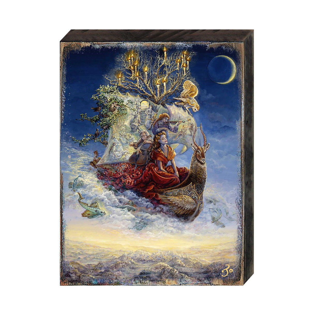 Arte mural de madera de fantasía "Barco de los Sueños" de Josephine Wall - Decoración de fantasía - 852137-JW