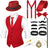 Hercicy 1920s Mens Costume Accessories Set Gangster Vest Hat Suspenders 20s Outfit Clothing for Men 1920s (Wine RedX-Large) - Lootquake