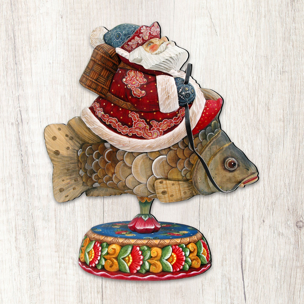 Carousel Santa on Fish Door Decor by G. DeBrekht - Christmas Santa Snowman Decor - 8114052H