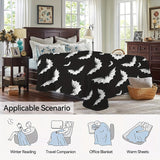 Manta con estampado de murciélago blanco y negro, cálida, acogedora y suave para sofá cama.