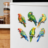 Juego de 6 imanes decorativos de madera con forma de loros de G. Debrekht - Decoración de vida silvestre - 8090013G-S6