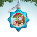 Santa on the Beach Mercury Glass Ornaments by Susan Winget - Christmas Decor - 776038-SW
