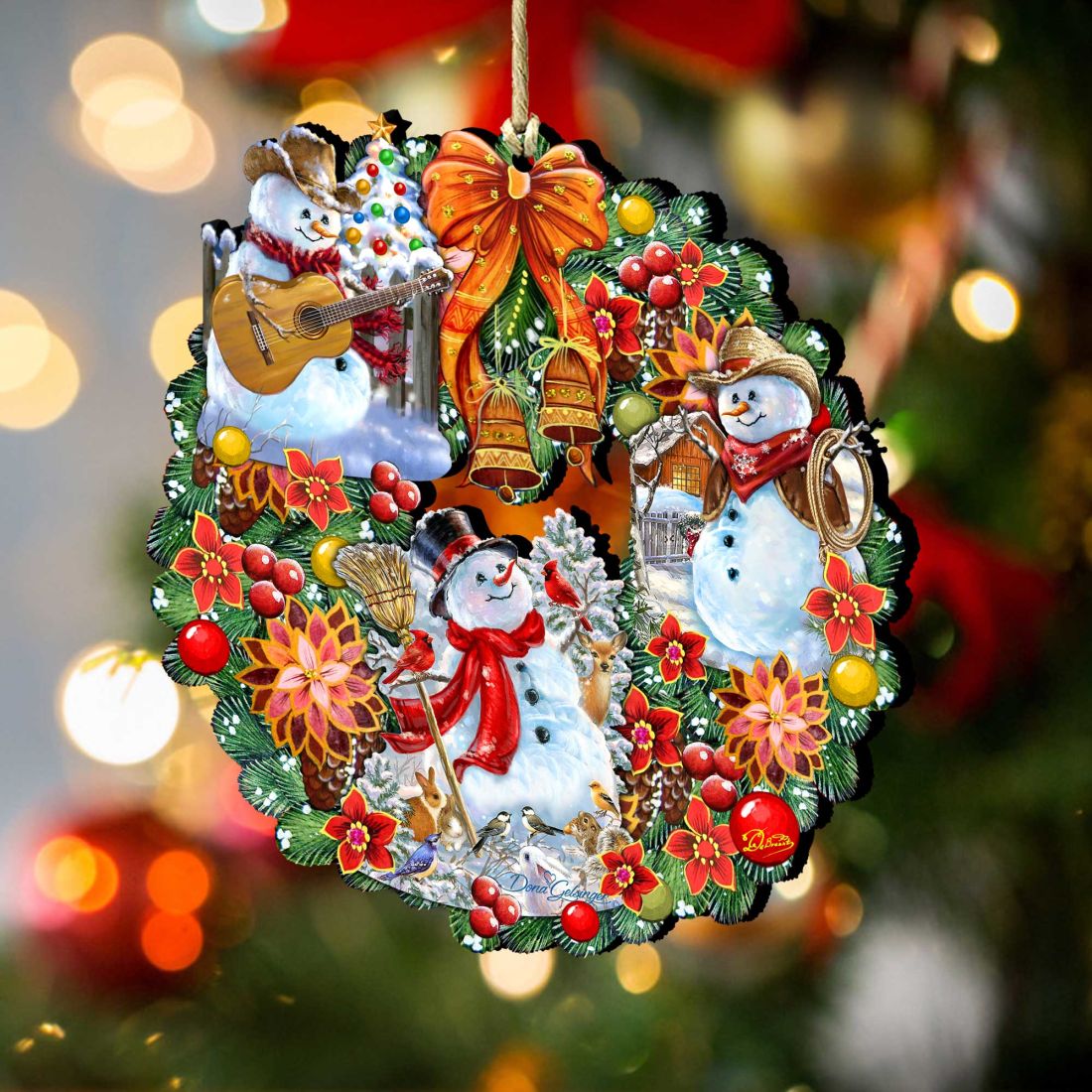 Adornos de madera con corona nevada del oeste de Gelsinger - Decoración navideña - 8185307-3-DG