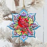 Cardinal Snowflake Wooden Ornaments by G. Debrekht - Nature Wildlife Decor - 8688411