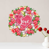Love Flower Valentine Wreath Wooden Door Hanger Wall by G. DeBrekht - Love Family Kids Decor- 8185303-4H