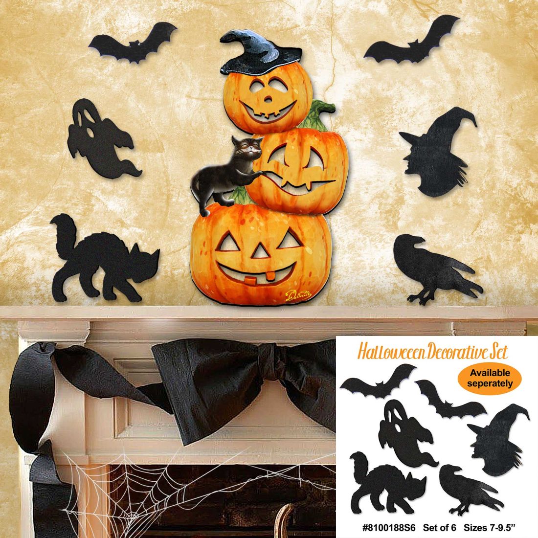 Calabazas apilables aterradoras para Halloween, decoración para puerta de G. DeBrekht - Decoración de Halloween para Acción de Gracias - 8158415H