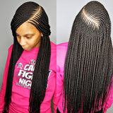 36" Lace Front Cornrow Braided Wig | Synthetic Braids with Baby Hair | Medium Brown | Black Women