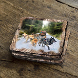 Husky Ride Wooden Cork Coasters Gift Set of 4 by Nature Wonders Nature Wildlife Decor  - 95401C-S4
