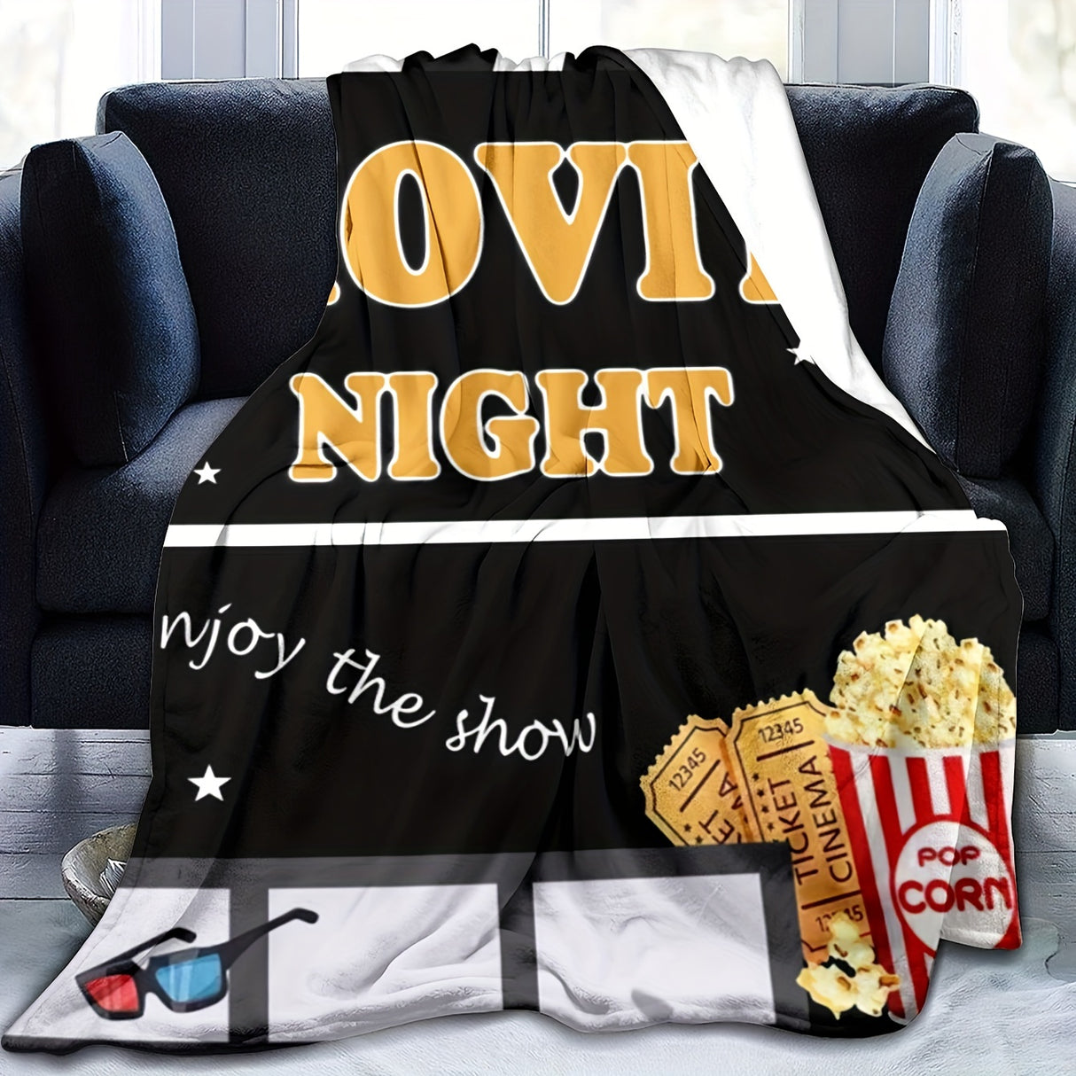 1 manta de franela suave y agradable para la piel para noches de cine. Manta de regalo multifuncional para esposas, esposos, hijas e hijos. Manta de sofá para siestas y abrazos acogedores.