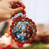 Belleza Sagrada - Corona clásica de cristal de la Sagrada Familia para la Natividad, de G. Debrekht - Decoración navideña - 759-056