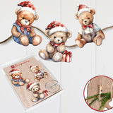 Christmas Teddy Bear Decorative Wooden Clip-on Ornaments Set of 3 by G. Debrekht - Christmas Decor - 8091011C-S3