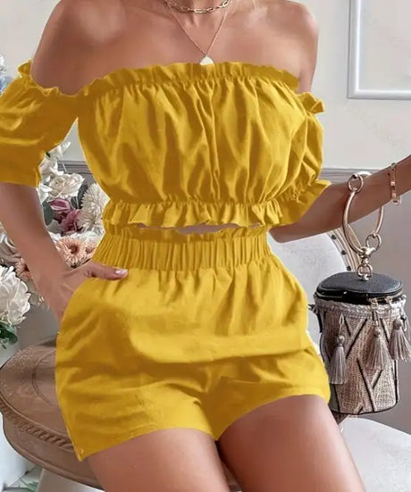 Two Pieces Of Short Sleeve Shorts For Women - Lootquake