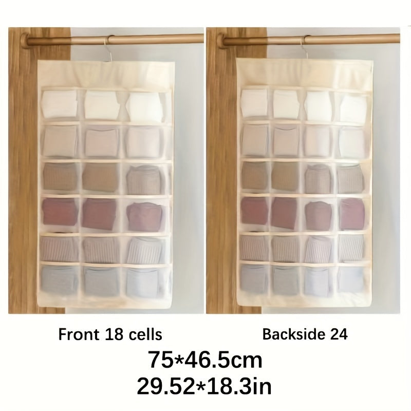 Sac de rangement pour sous-vêtements double face - Solution de rangement polyvalente pour lingerie et chaussettes, design compact et adapté aux voyages, avec fonction d'accrochage facile