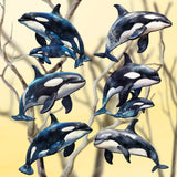 Juego de 6 adornos decorativos de madera con forma de orcas majestuosas, de G. Debrekht - Decoración de vida silvestre - 8090102C-S6