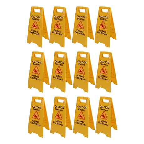 12Pcs Wet Floor Sign Foldable A Frame Caution Floor Sign Plastic 2 Sided for Indoor Outdoor - Lootquake
