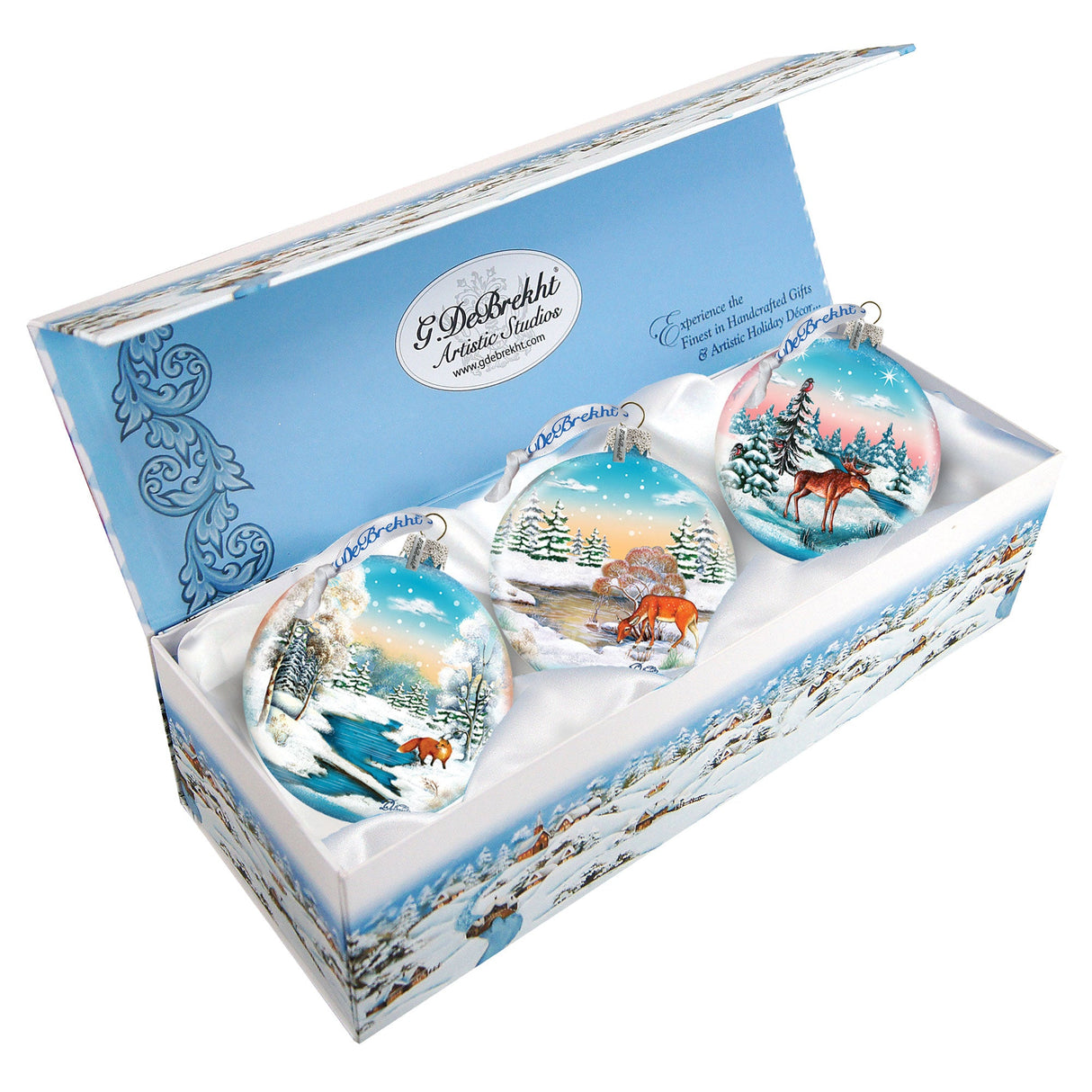 Winter Animals Glass Ornament Set of 3 by G. DeBrekht - Wildlife Holiday Décor - 73410-B3