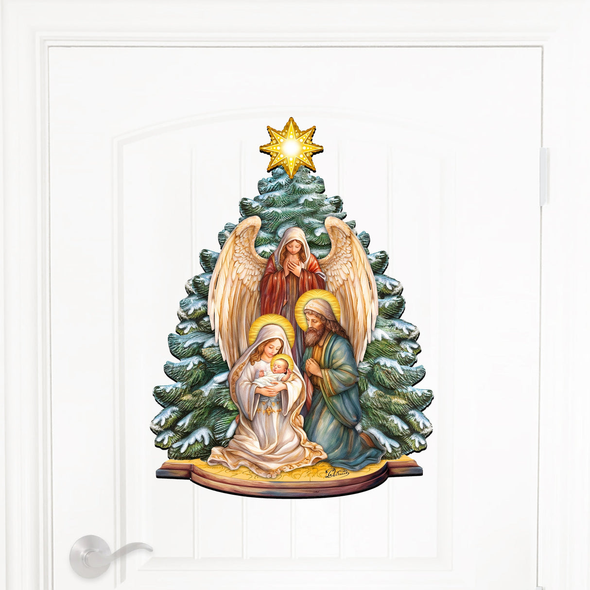 Decoración navideña para puerta con la Natividad de la Sagrada Familia, de G. Debrekht - 8611042H