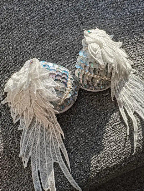 Handmade Sequined Mermaid Scale Bikini Lingerie - Lootquake