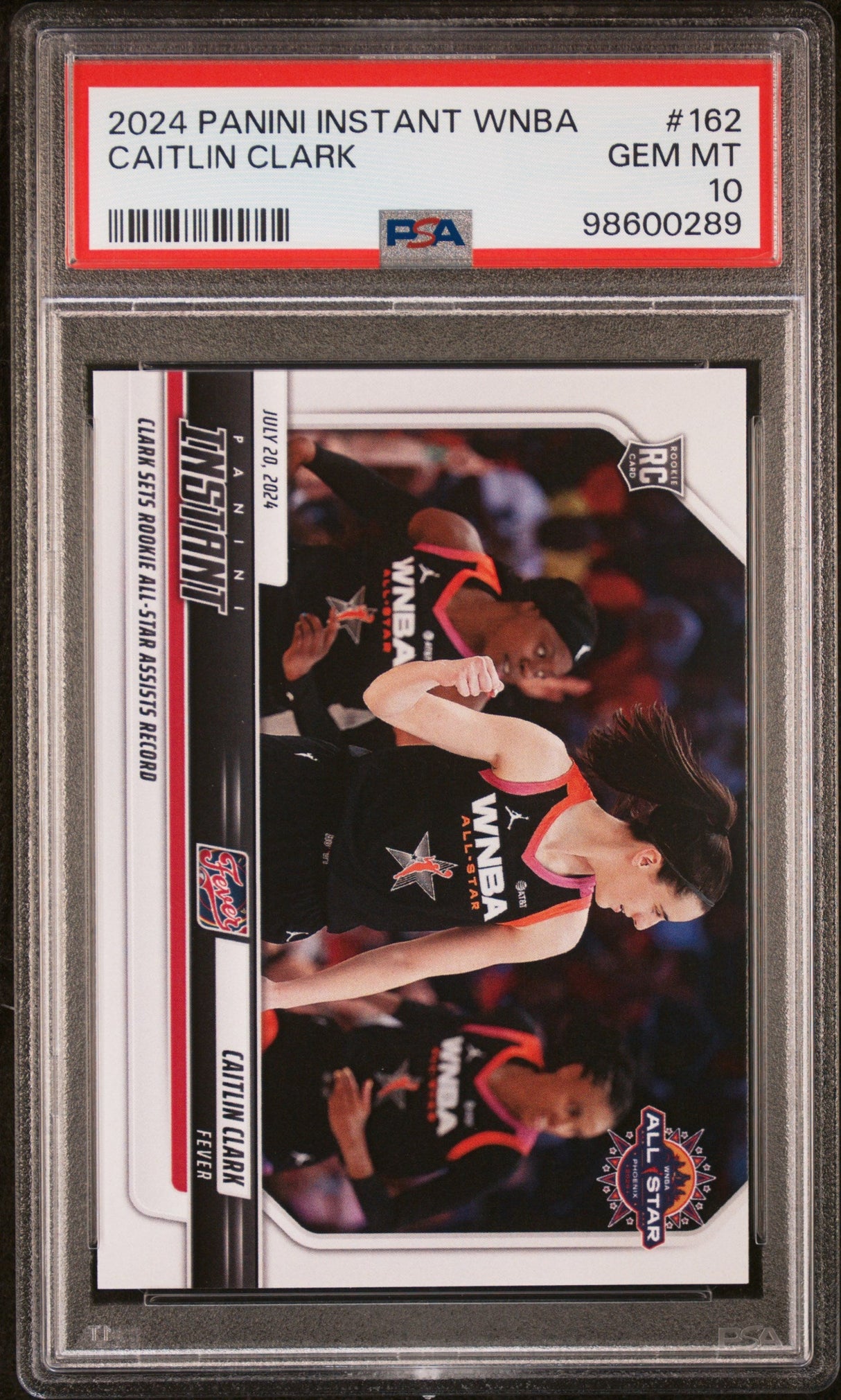 Tarjeta de baloncesto Caitlin Clark #162 Rookie RC de la WNBA Panini Instant 2024, PSA 10 Gem Mint