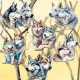 Adornos decorativos de madera con clip "The Graceful Huskies", juego de 6, de G. Debrekht - Decoración de vida silvestre - 8090115C-S6