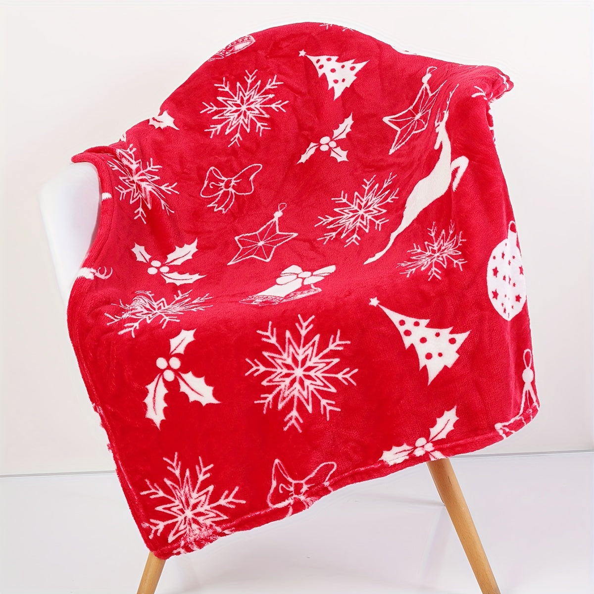 1 manta navideña de felpa, suave y cómoda, ideal para sofá, oficina, cama, camping, viajes, regalo de Navidad.