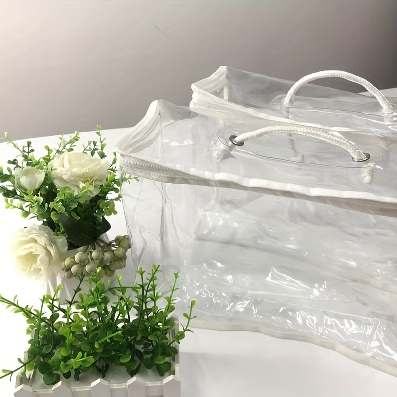 Bolsa de maquillaje de viaje de PVC transparente (1 unidad o 2 unidades), impermeable, para viajes, portátil, para guardar mantas y colchas.