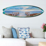 Tabla de surf de muelle de madera, arte mural costero de G. DeBrekht - Decoración navideña costera - 8490116HS