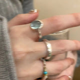 Small Pieces Of Silver Natural Stone Open Ring For Women - Lootquake
