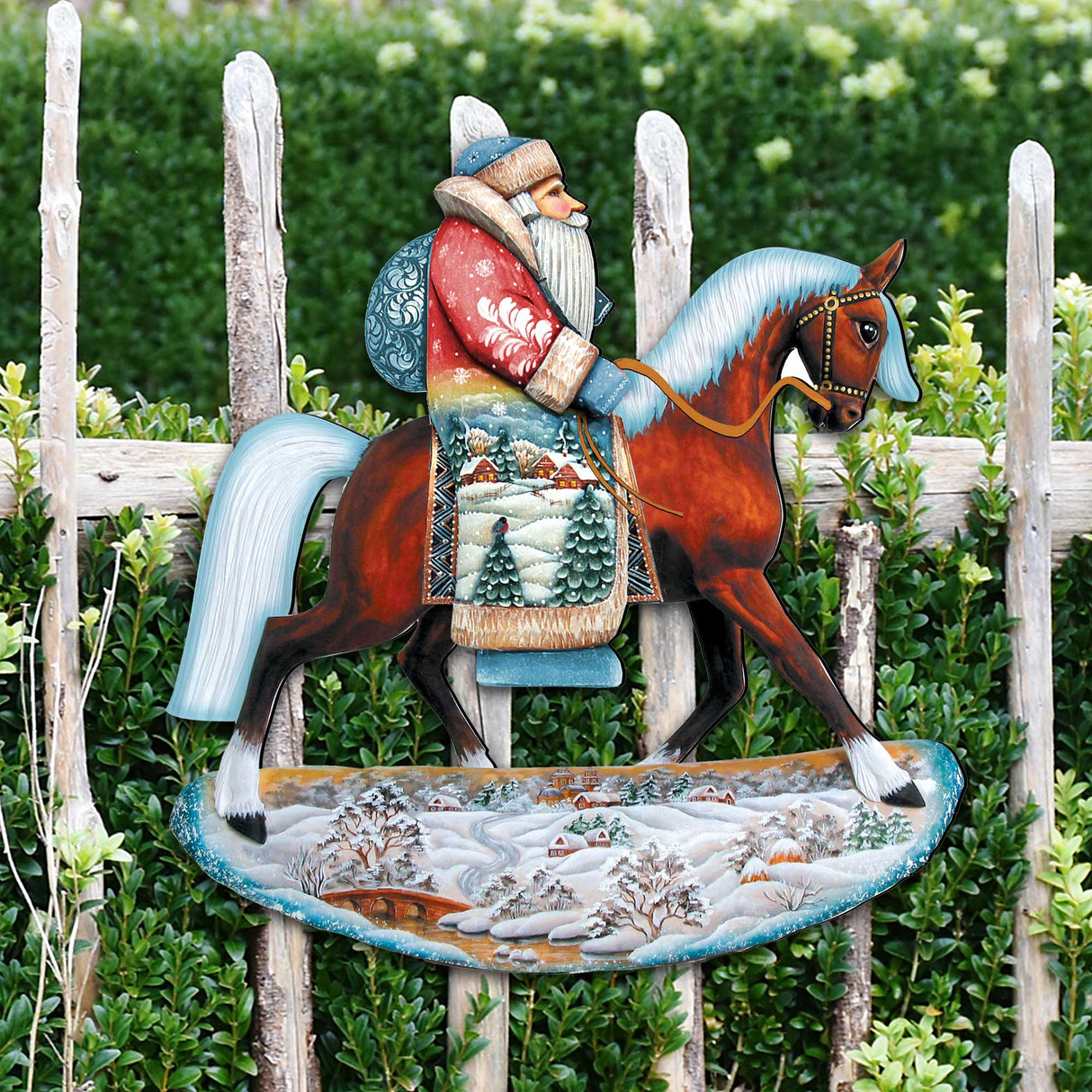 Decoración navideña para puerta con Papá Noel caballito de G. DeBrekht - Decoración navideña con muñeco de nieve de Papá Noel - 8151121H