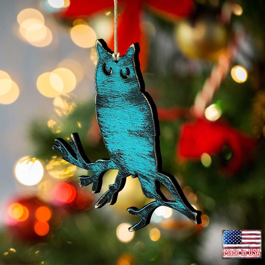 Adornos rústicos de madera con forma de búho de Nature Wonders - Decoración navideña con temática de vida silvestre - 8198218