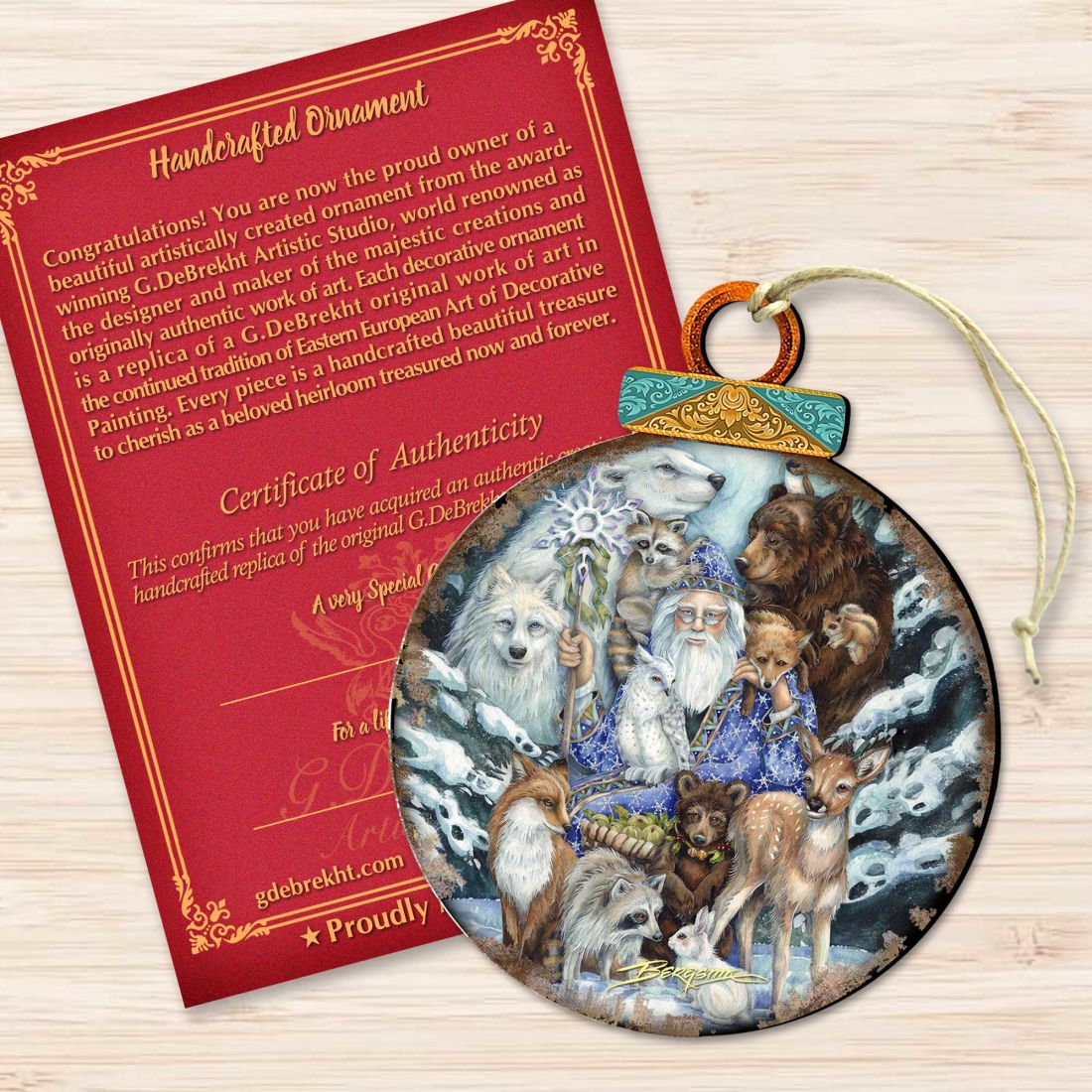 Gather in Peace Father Winter Animals Wooden Ornaments by J. Bergsma - Christmas Decor - 8591968-JB