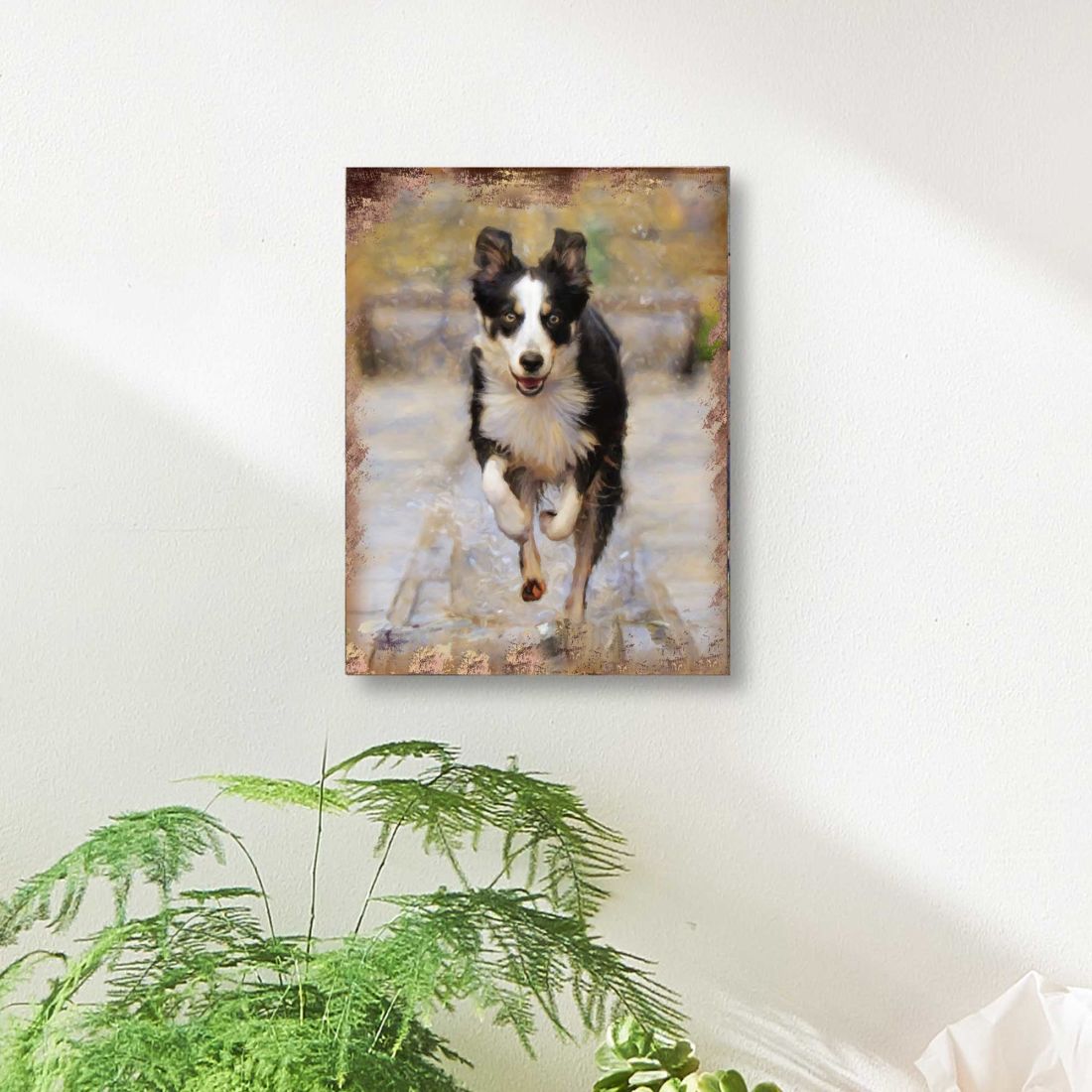 Arte de pared de madera con perro corriendo de Alick de Nature Wonders - Decoración para perros y gatos - 95342B