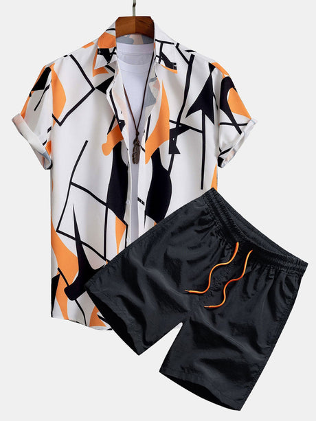 Men's Casual Suit 3D Digital Printing Short Sleeve Shirt Hawaii Suit - Lootquake