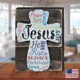 Easter Cross Monogram Wooden Wall Art by Nature Wonders - Easter Spring Decor - 98715B