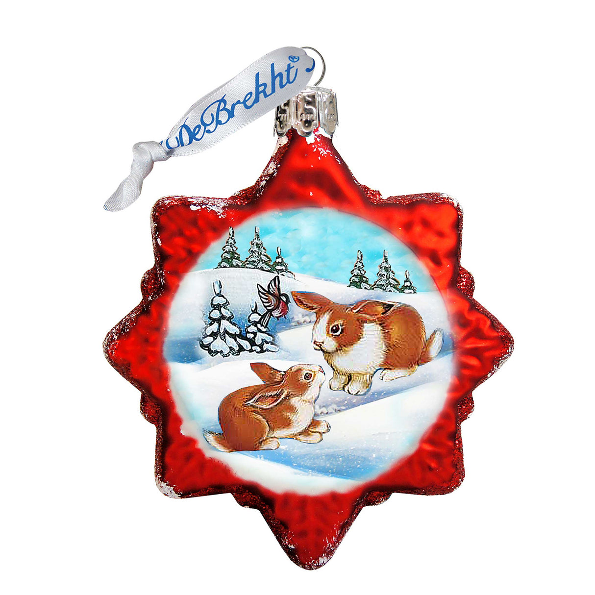 Adorno de vidrio de mercurio con forma de conejo de Papá Noel de G. DeBrekht - Decoración navideña con animales salvajes - 771019