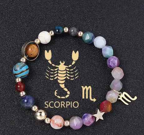 Twelve Constellation Constellation Bracelet Natural Stone Cut Color - Lootquake