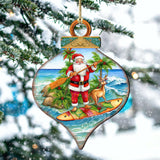 Beach Themed Ornaments - Santa's Surf Wooden Ornaments by G.Debrekht Coastal Holiday Decor - 8688187
