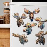 Majestic Moose Decorative Wooden Magnets Set of 6 by G. Debrekht - Wildlife Decor - 8090108G-S6