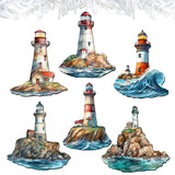 Lighthouse Decorative Wooden Clip-on Ornaments Set of 6 by G. Debrekht - Coastal Decor - 8090022C-S6