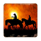 Cowboy Sunset Ride Wooden Cork Coasters Gift Set of 4 by Nature Wonders - Nature Wildlife Decor  - 95230C-S4
