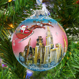 Up-Up and Away Ball Glass Ornament by G. DeBrekht - Christmas Santa Snowman Decor - 73318