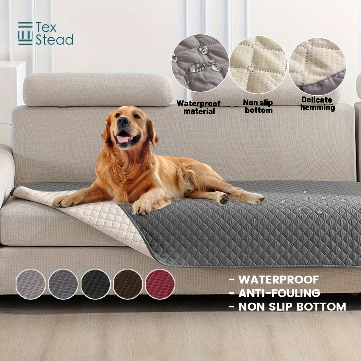 Waterproof & Non-Slip Dog Mattress Cover for Beds, Sofas, Cars | Super Soft Pet Blanket with Incontinence Protection | Machine Washable Furniture Protector Pad, Puppy Bedspread, Durable Dog Carpet