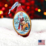 Santa Kids Cut Drop Glass Ornament by G. DeBrekht - Christmas Santa Snowman Decor - 757-005