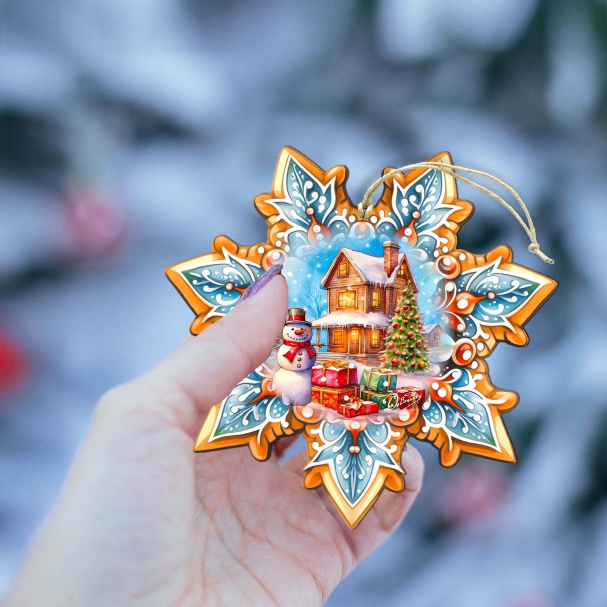 Adornos de madera con forma de copo de nieve de G. Debrekht - Regalos para muñecos de nieve - Decoración navideña de Papá Noel - 8688404