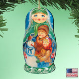 Adornos de madera Matreshka de muñeco de nieve de G. DeBrekht - Decoración navideña - 8115932