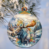 Mighty Moose Of Alaska Wooden Ornaments by G.Debrekht - Wildlife Holiday Decor - 870054