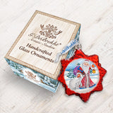 Adorno de vidrio de mercurio de Papá Noel con oso polar de G. DeBrekht - Decoración navideña de Papá Noel y muñeco de nieve - 773011