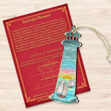 Adornos de madera con forma de faro y velero de G. DeBrekht - Decoración costera navideña - 8198526-2