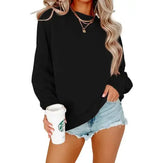 Solid Color Crew Neck Coat Long Sleeve Hoodie - Lootquake