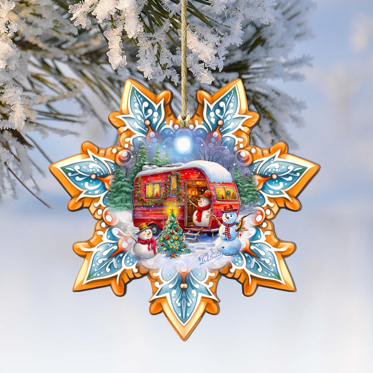 Adornos de madera con forma de copo de nieve de G. Debrekht - Decoración navideña de Papá Noel - 8688428